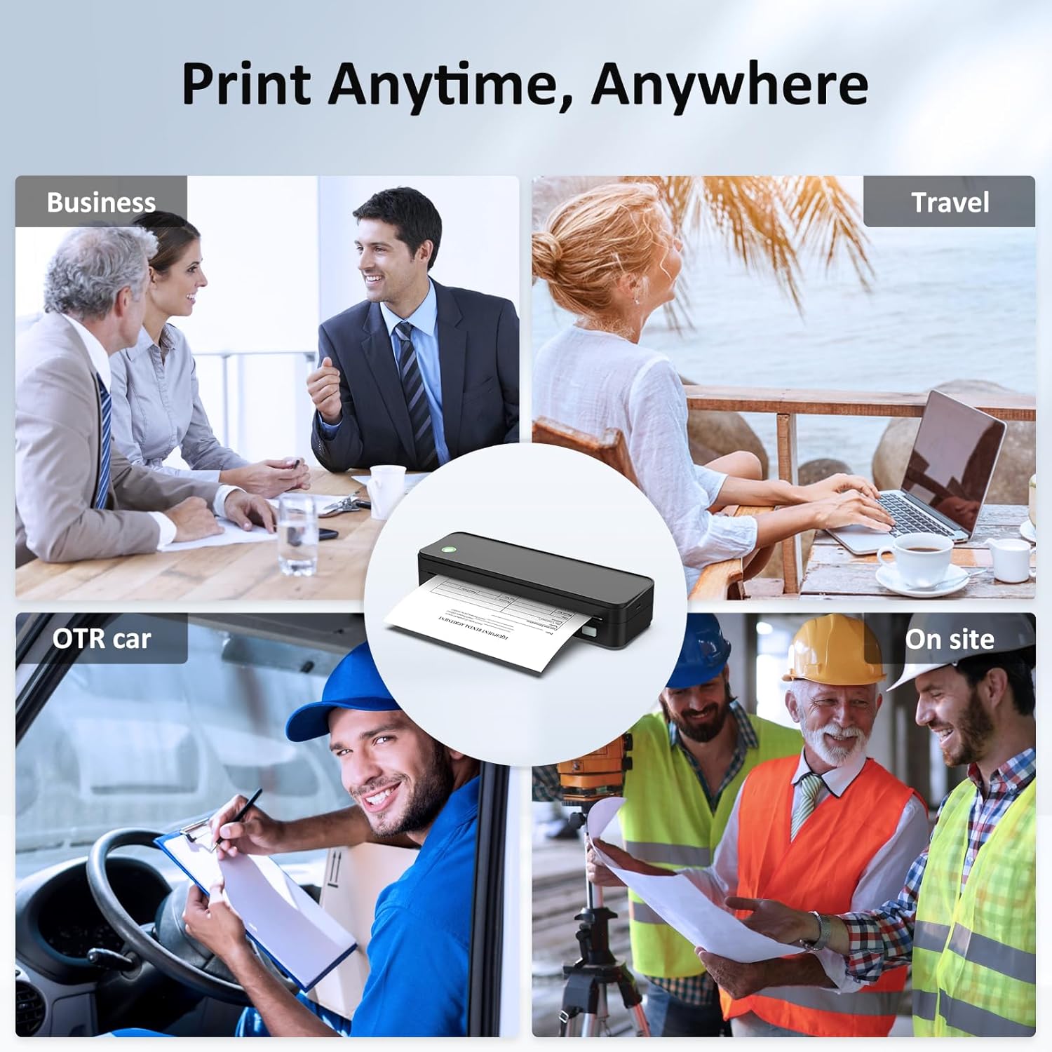 Inkless Portable Printer for Travel, Wireless Thermal Printer Supports 8.5 x 11 Inch Thermal Paper, Bluetooth Machine Includes Carry Case and 3 Rolls of Paper Kit, Black - Image 7